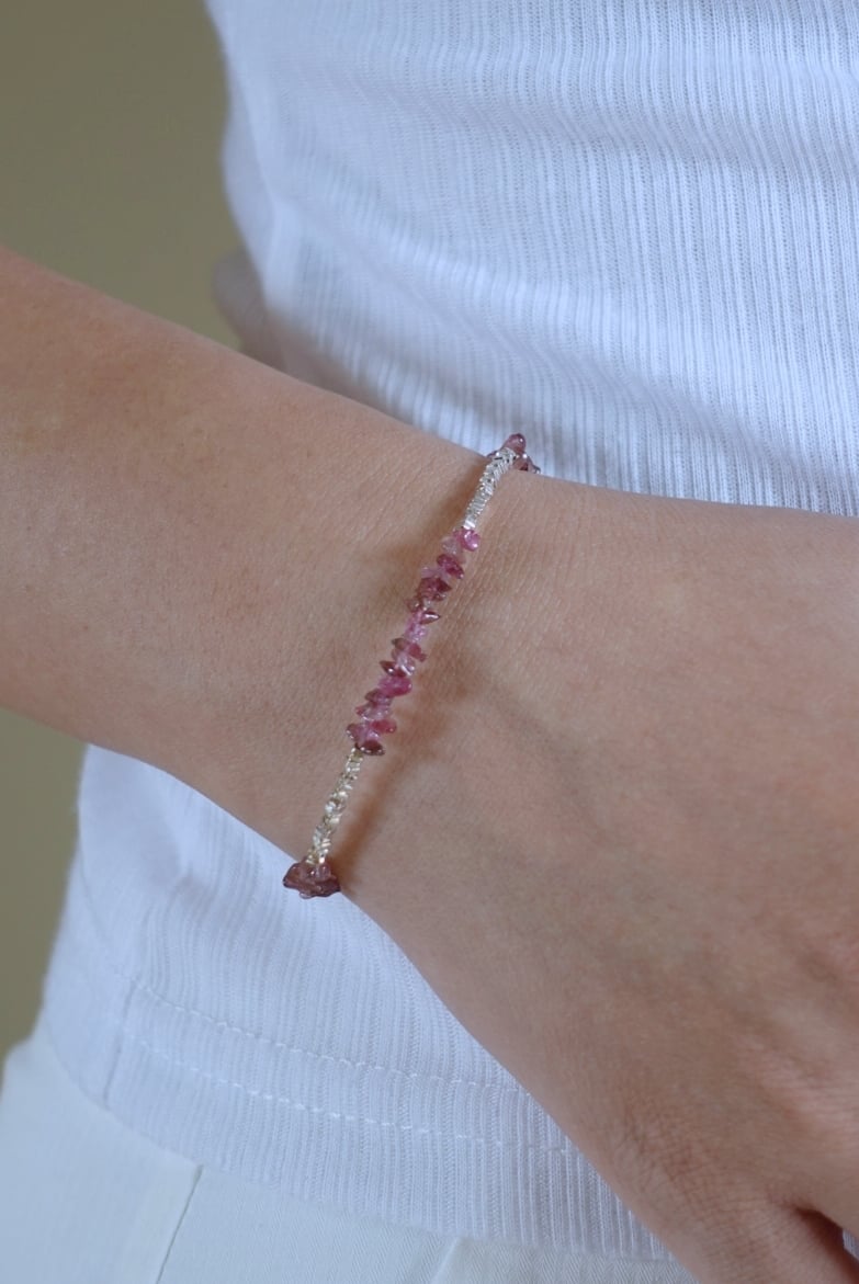 碎銀粉碧璽手鏈 S925