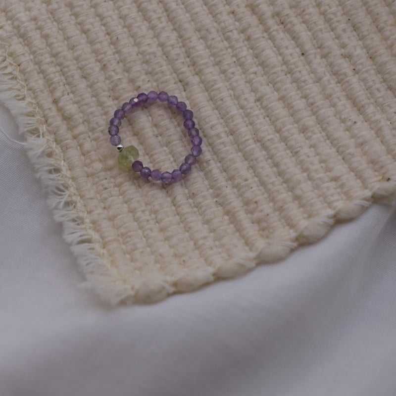 葡紫 彈性珠戒 S925