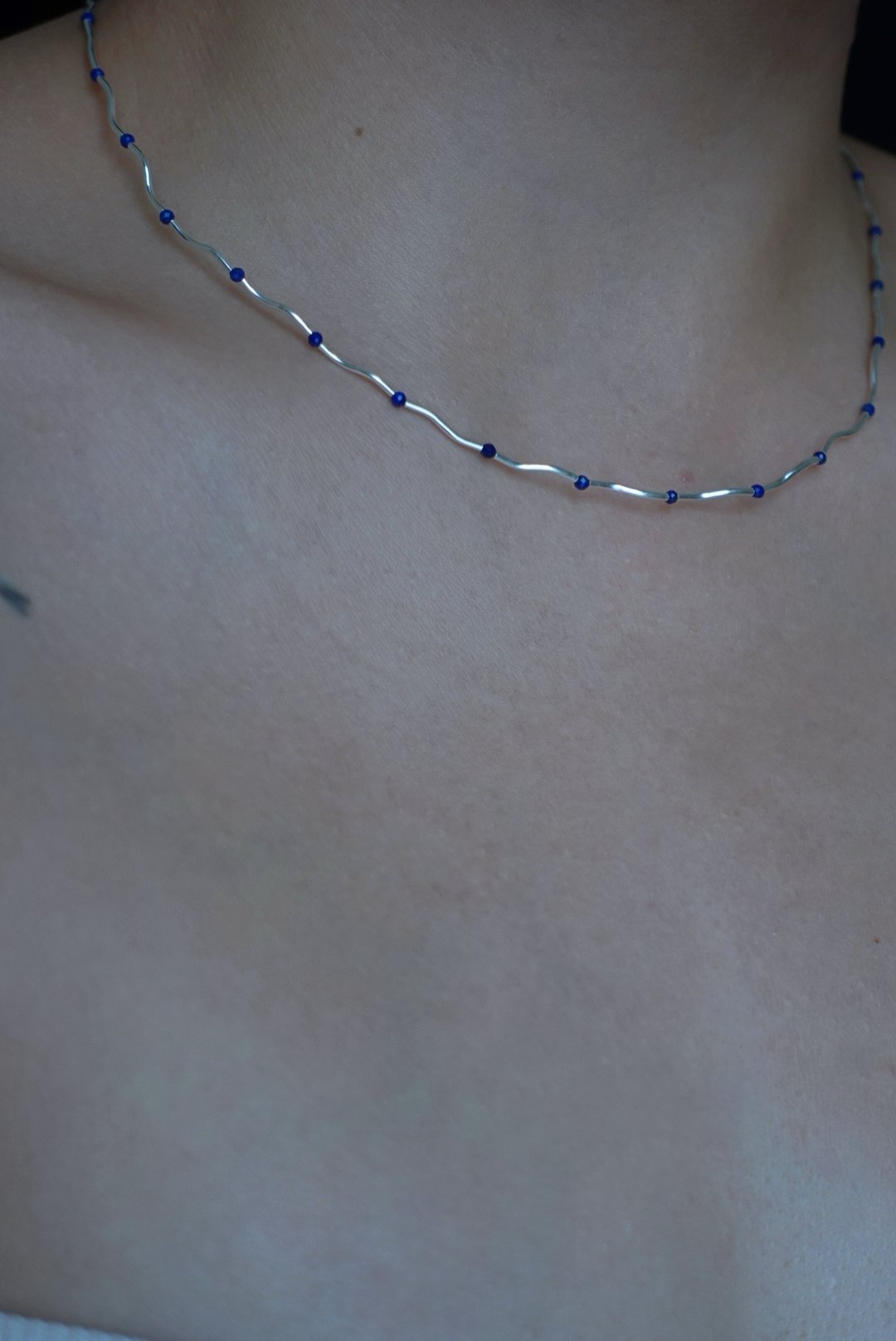 波浪間隔青金石項鍊 S925