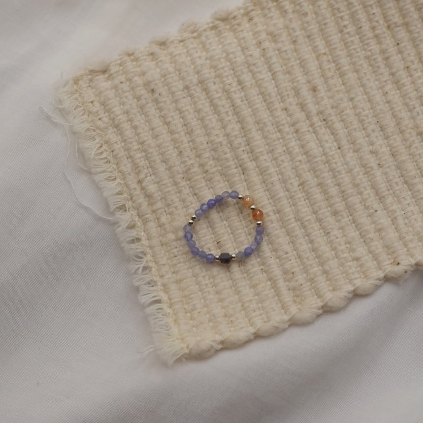 晚霞②坦桑石彈性珠戒 S925