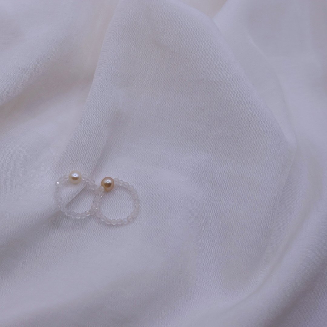 月光石珍珠彈性珠戒