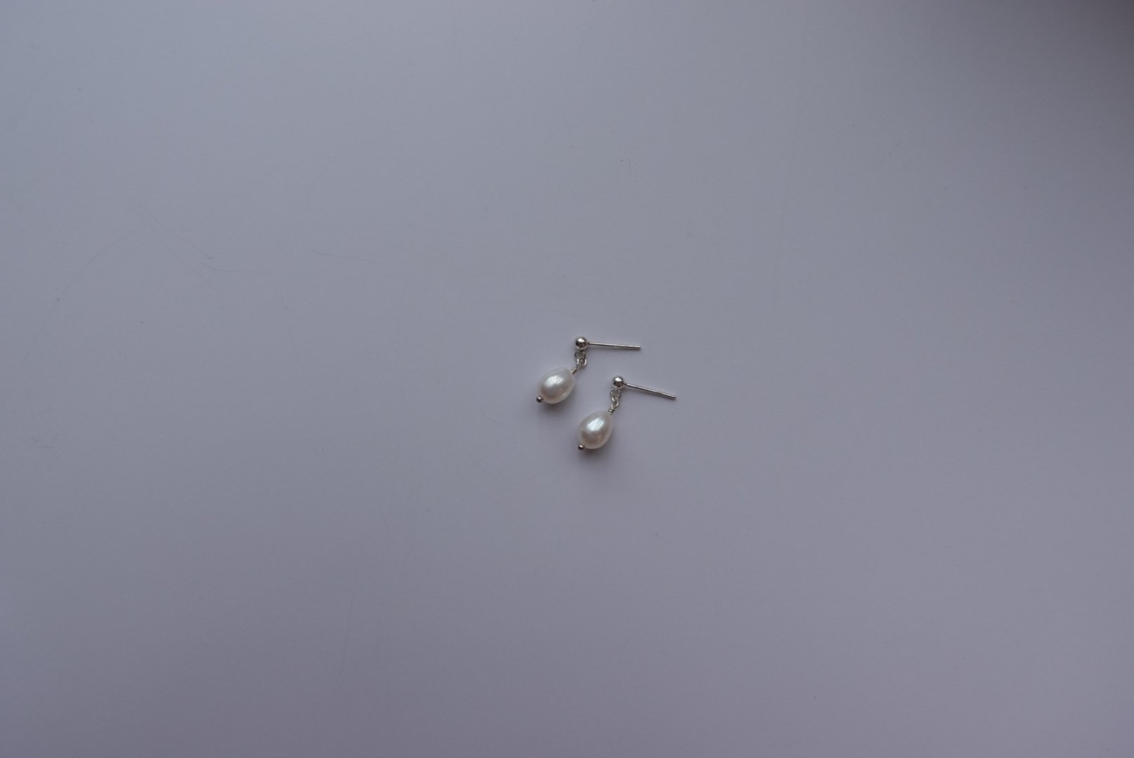 橢圓珍珠垂墜耳環 S926