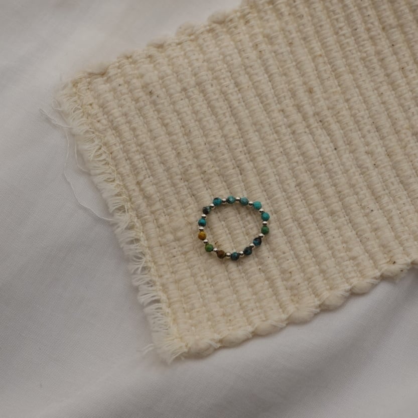 綠松石銀珠彈性珠戒 S925