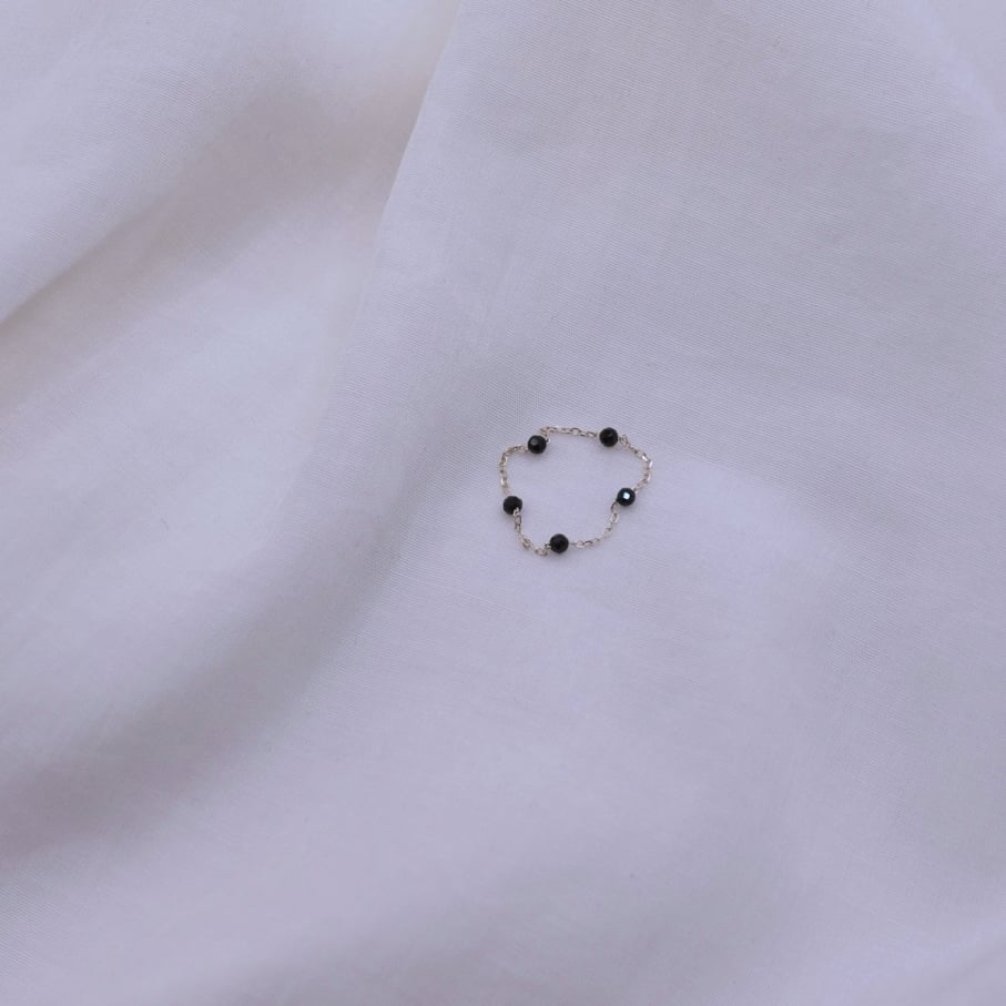 黑尖晶石間隔鏈戒 S925