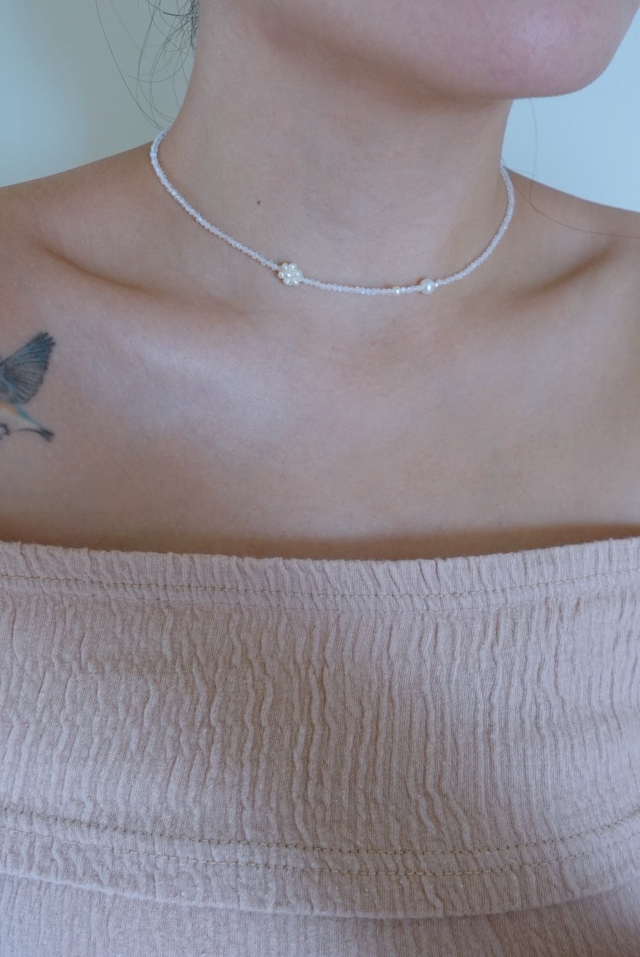 繡球花珍珠月光石項鍊 S925