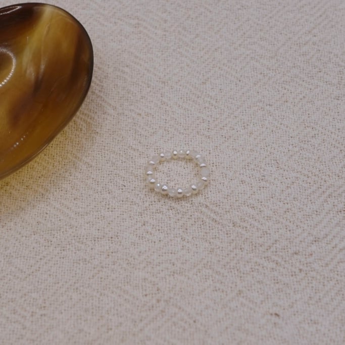 月光石珍珠彈性珠戒