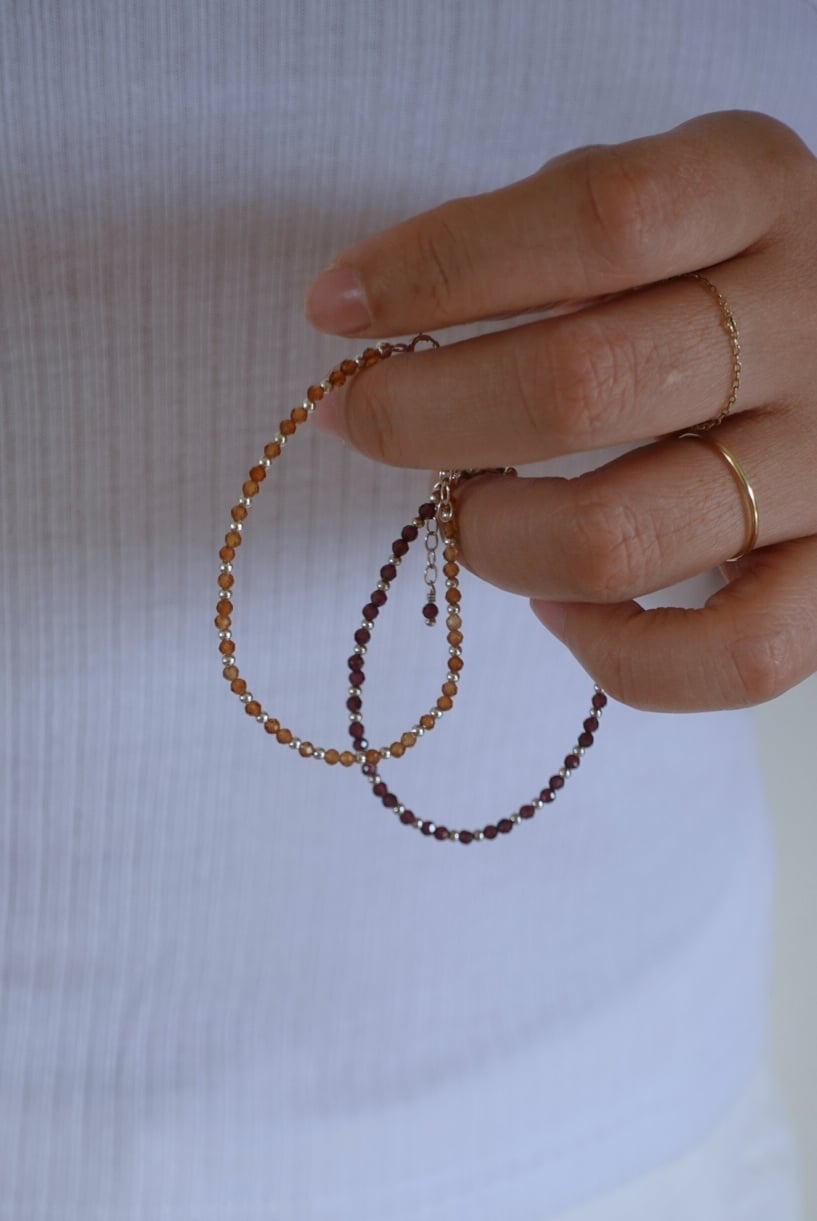 石榴石銀珠手鍊 S925