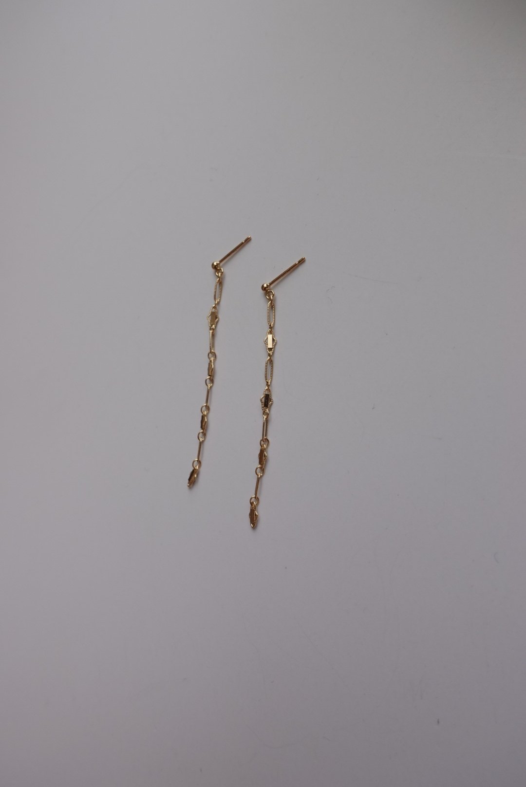 壓花雲朵長鍊耳環14KGF