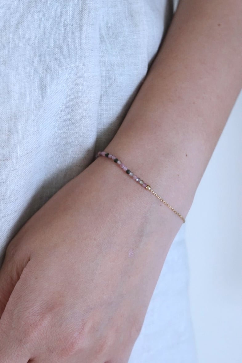 彩色碧璽半半手鍊 14KGF