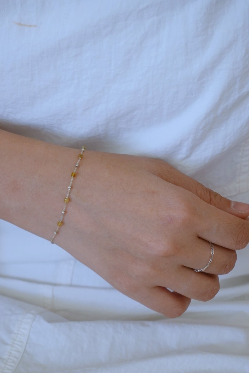 方糖碧璽銀珠間隔手鍊 S925