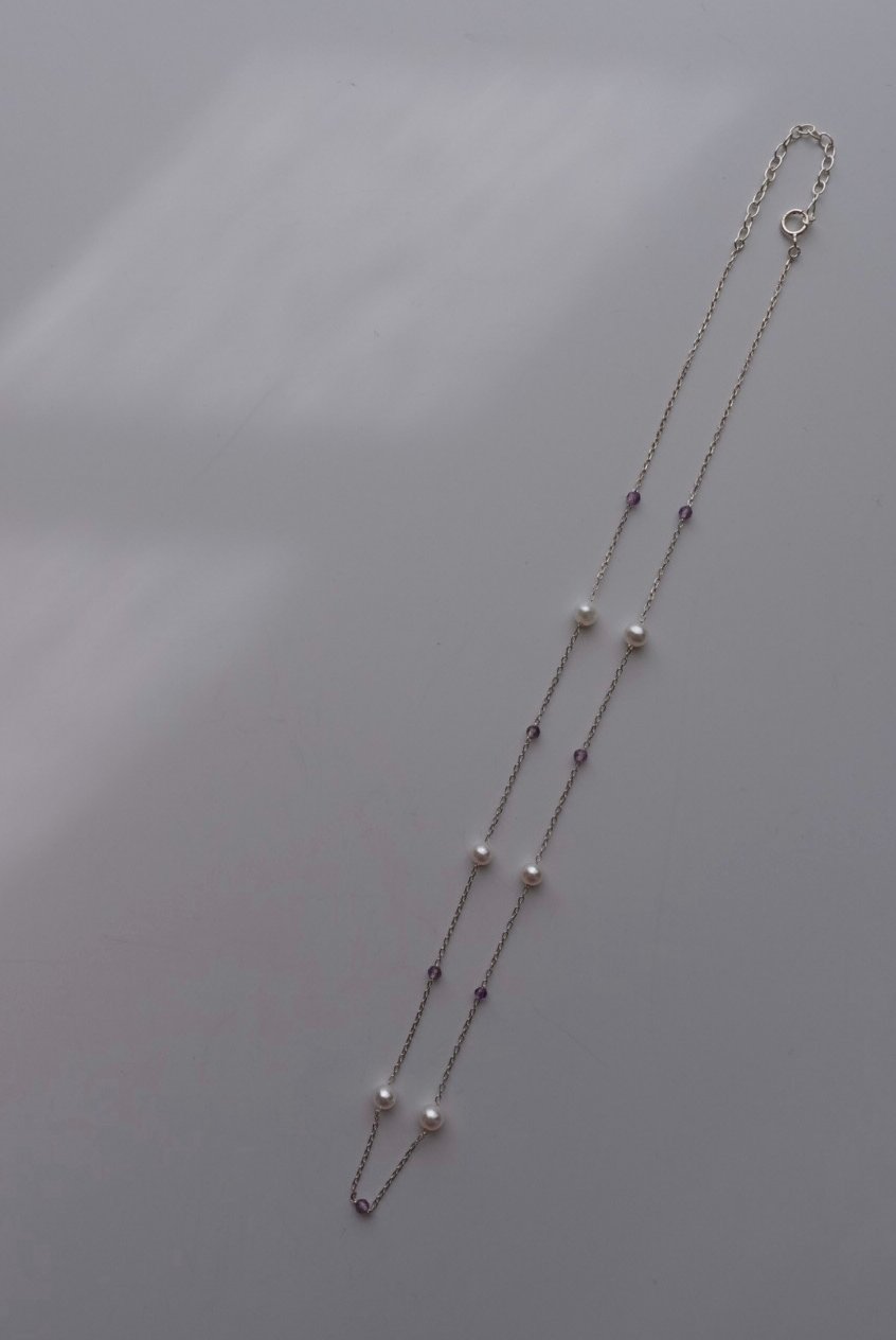紫水晶珍珠間隔項鍊 S925