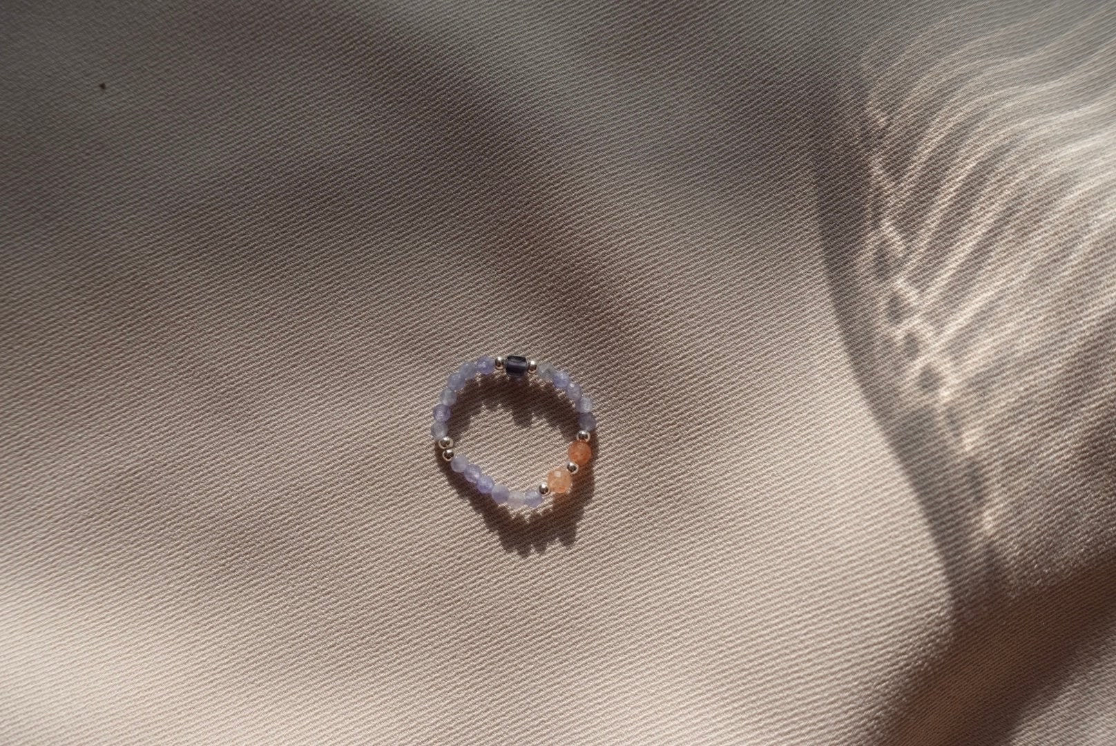 晚霞②坦桑石彈性珠戒 S925