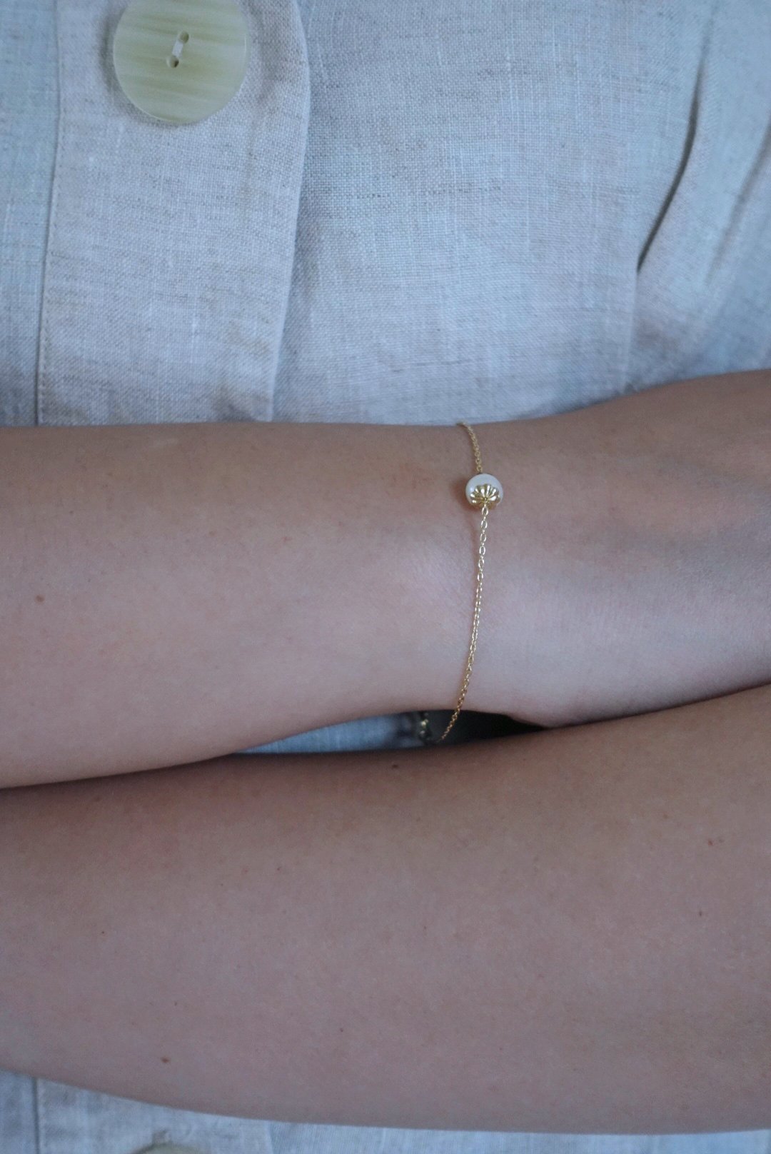 復古托花珍珠手鍊 14KGF