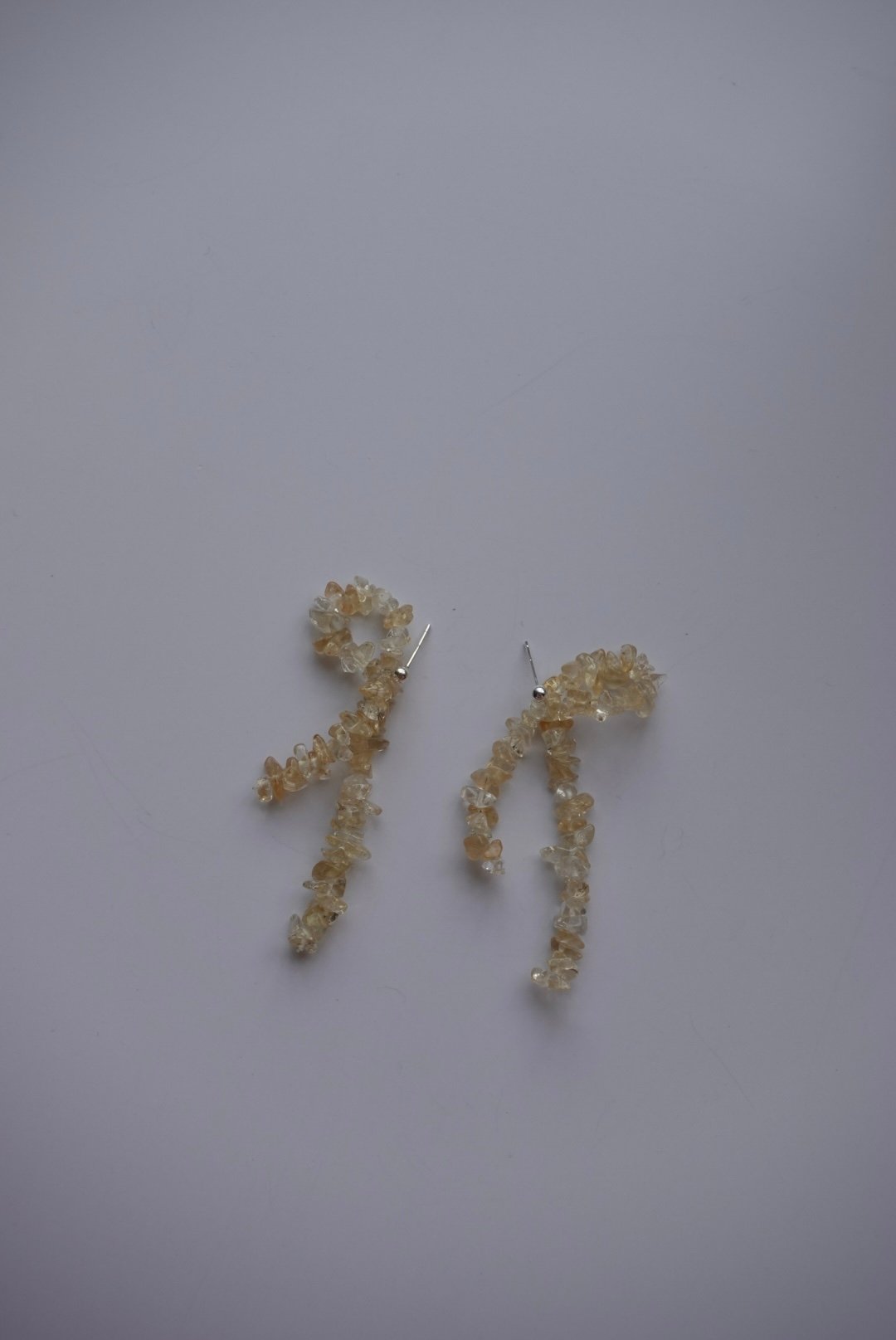 黃水晶單結耳環 S925