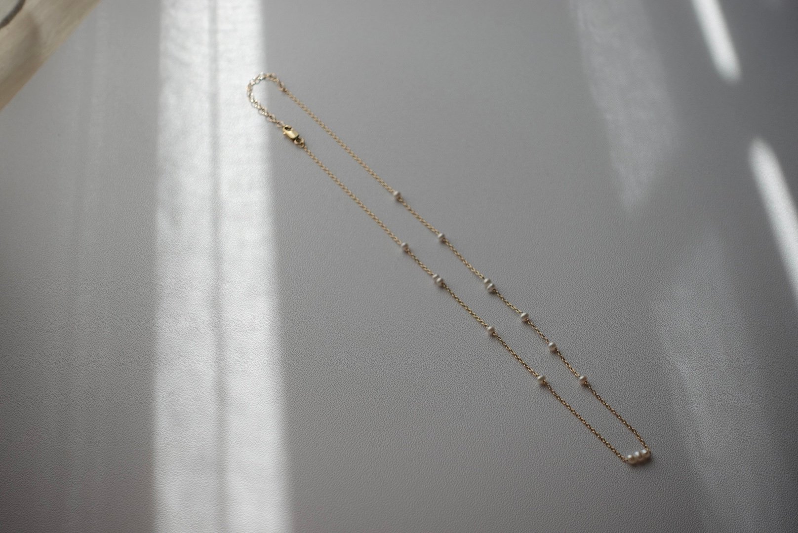 珍珠不規則間隔項鍊 14KGF