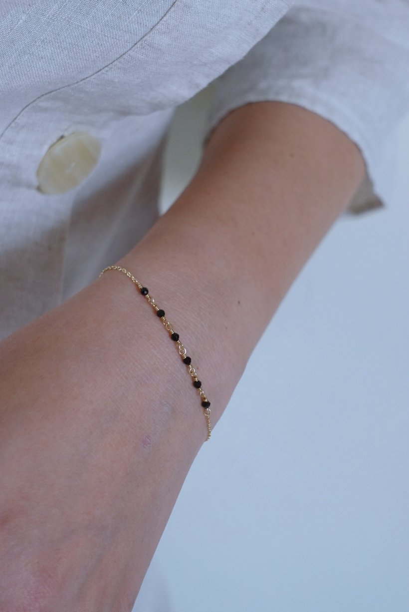 天然石心心相印手鍊 14KGF