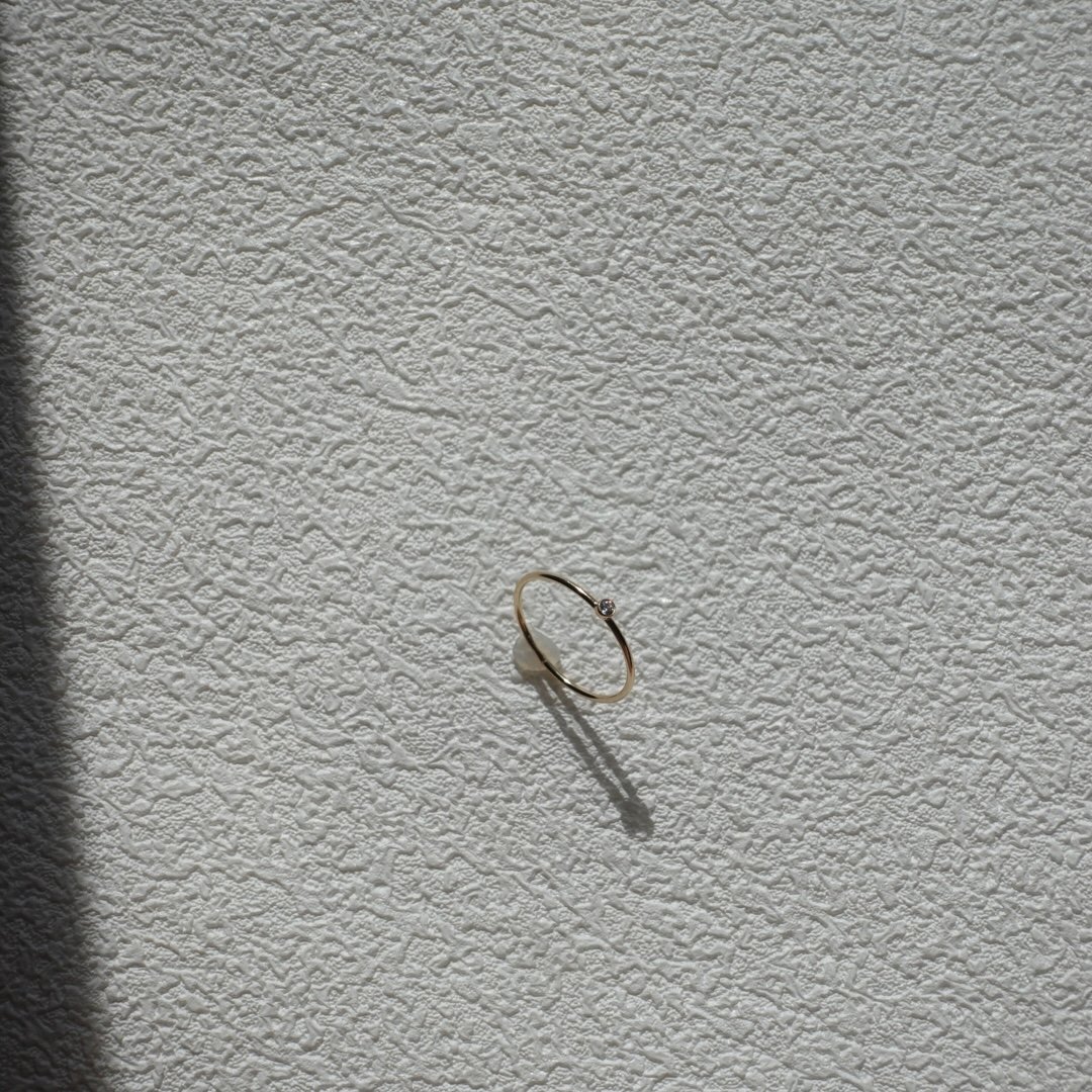 單顆鋯石光身戒指 14KGF