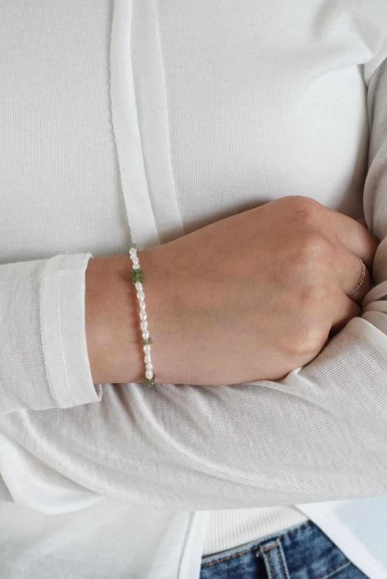 巴洛克珍珠綠磷灰石手鍊 S925