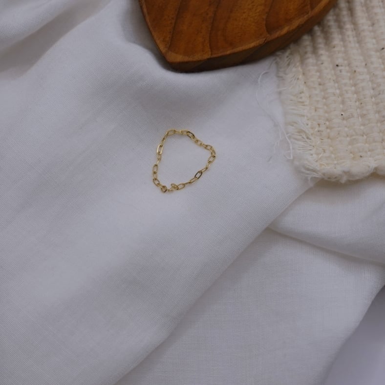 橢圓光面批花鏈戒 14KGF