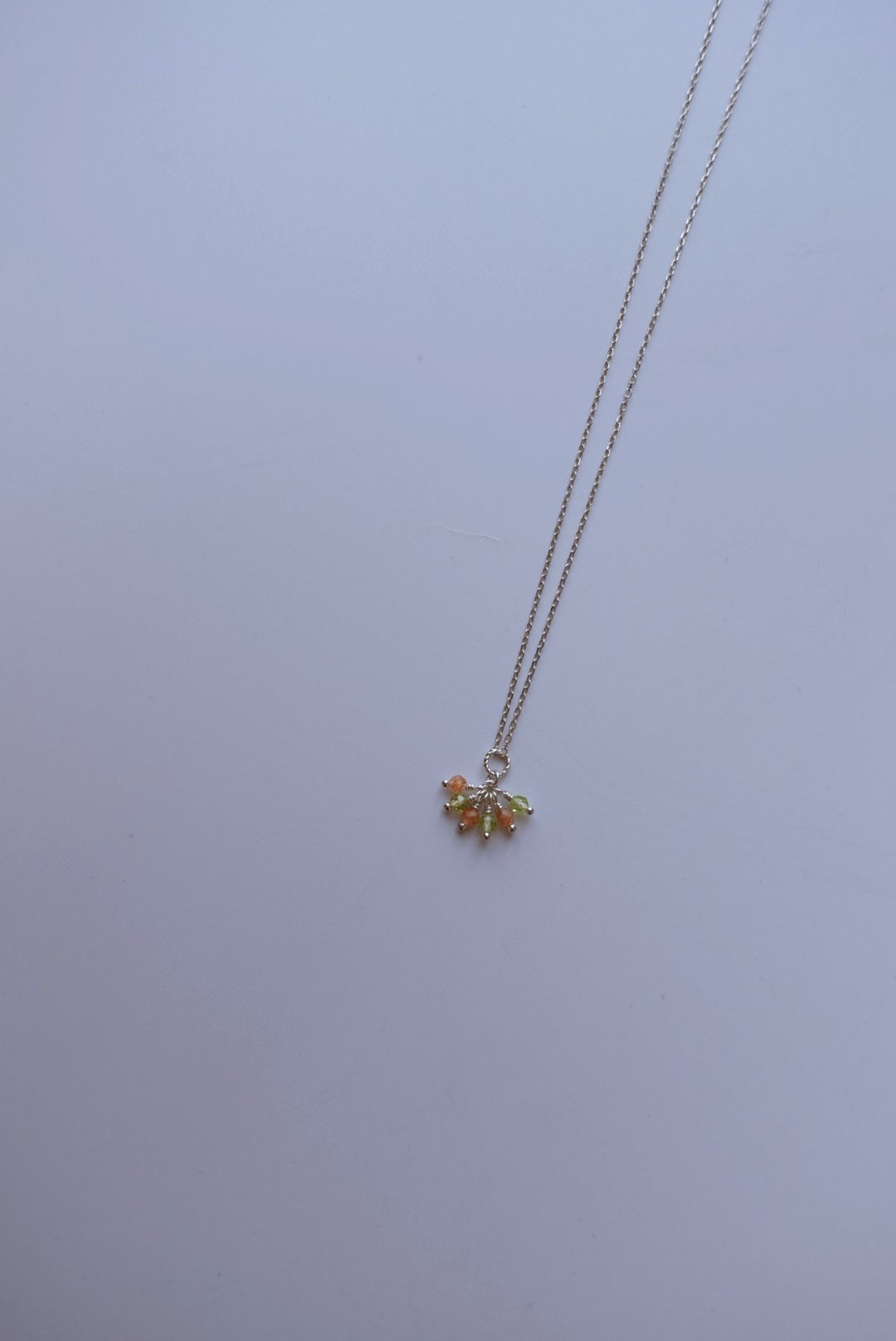 橄欖石太陽石垂墜項鍊 S925