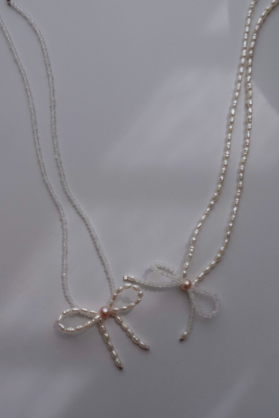 月光石珍珠 蝴蝶結頸鍊 S925