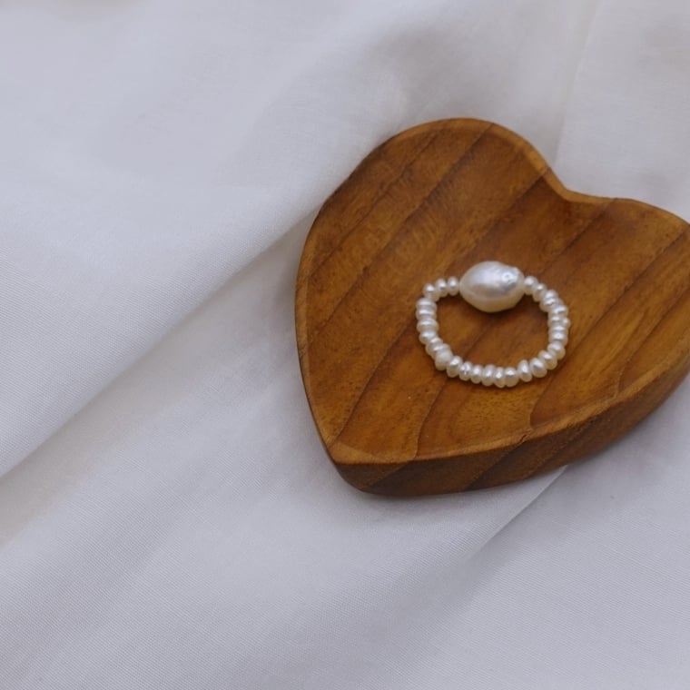 巴洛克珍珠彈性珠戒