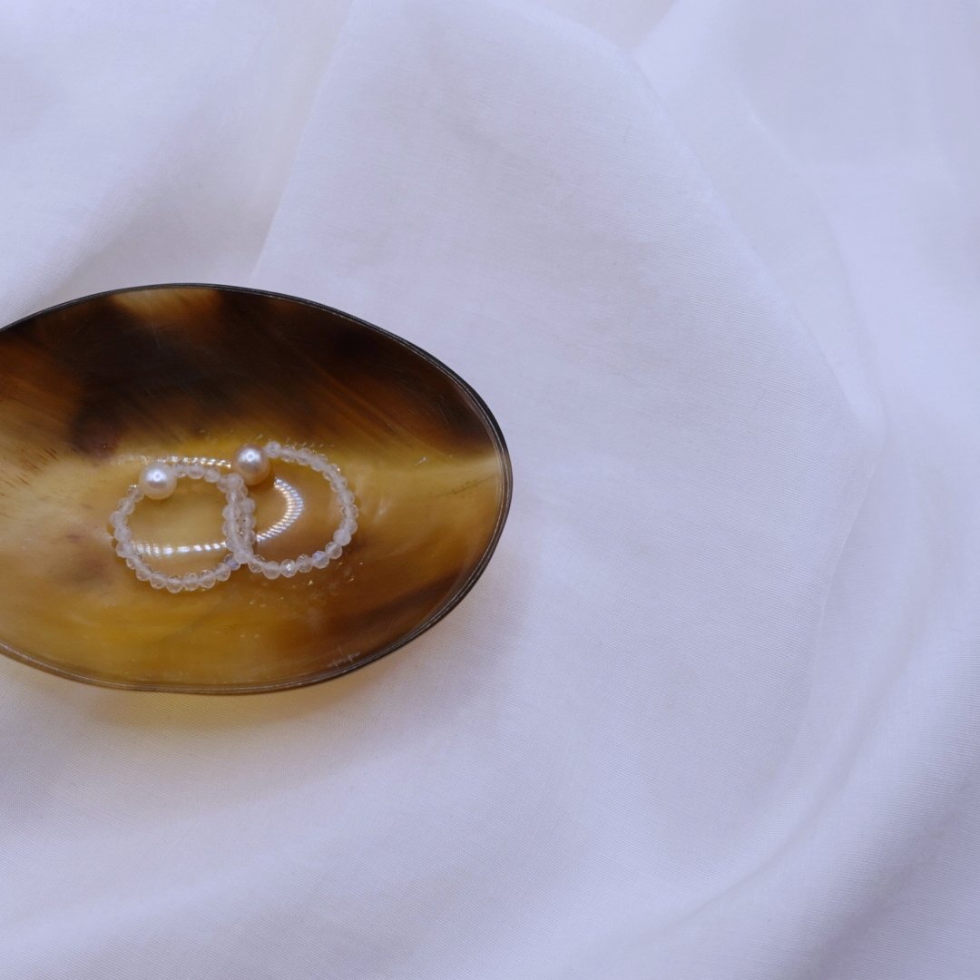 月光石珍珠彈性珠戒