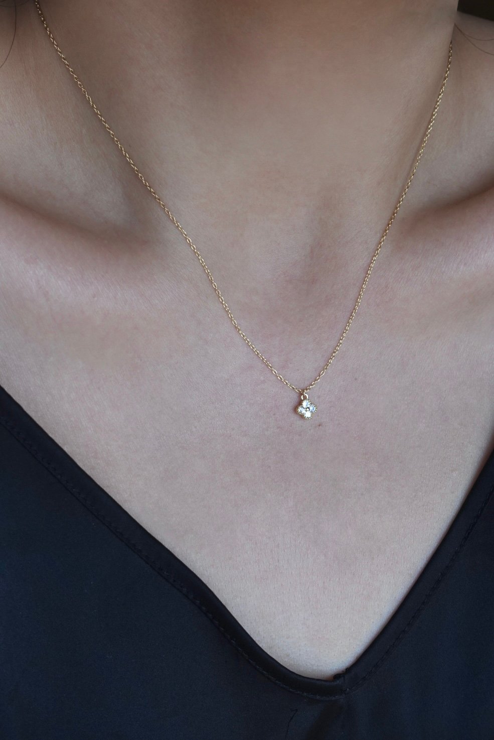 四葉小花項鍊 14KGF