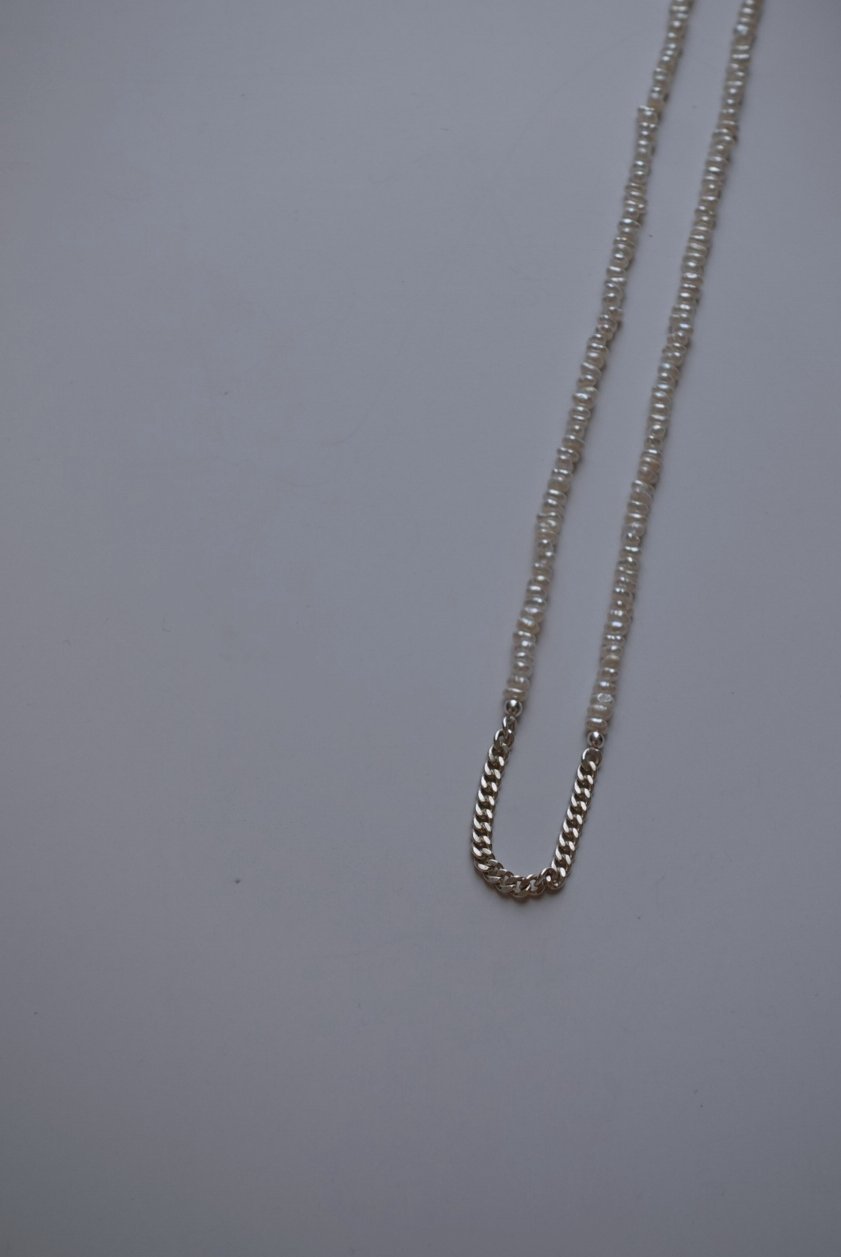 有點個性細扁珍珠項鍊 S925