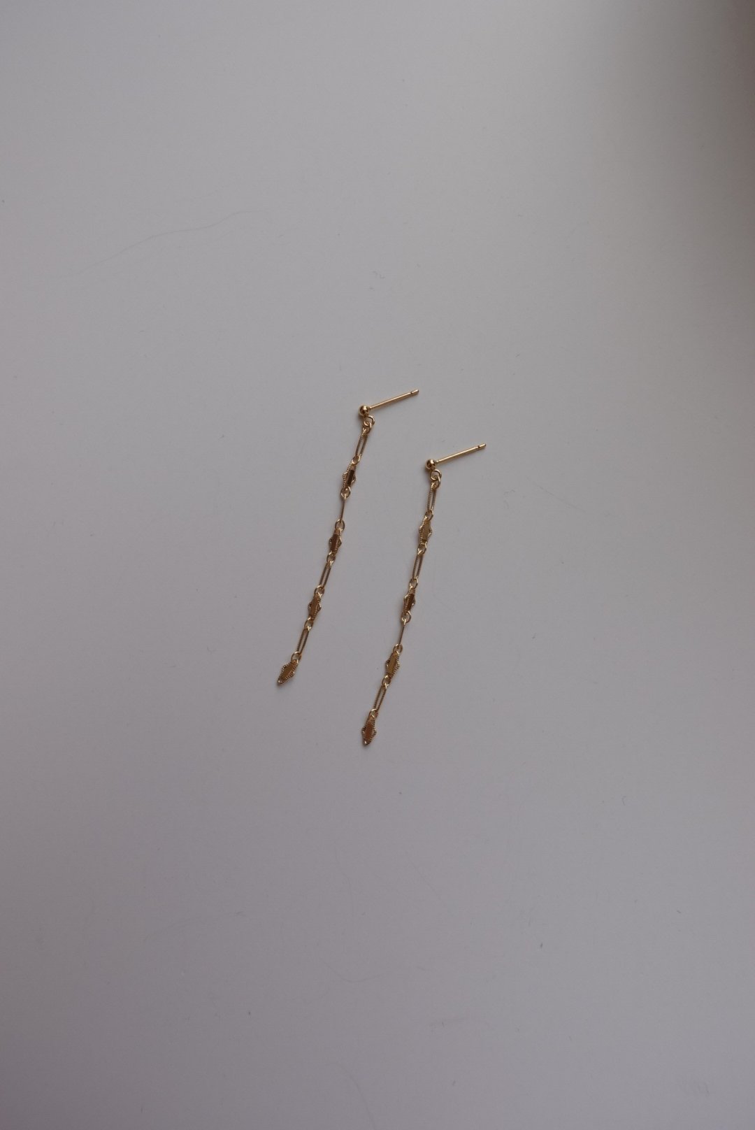 壓花雲朵長鍊耳環14KGF