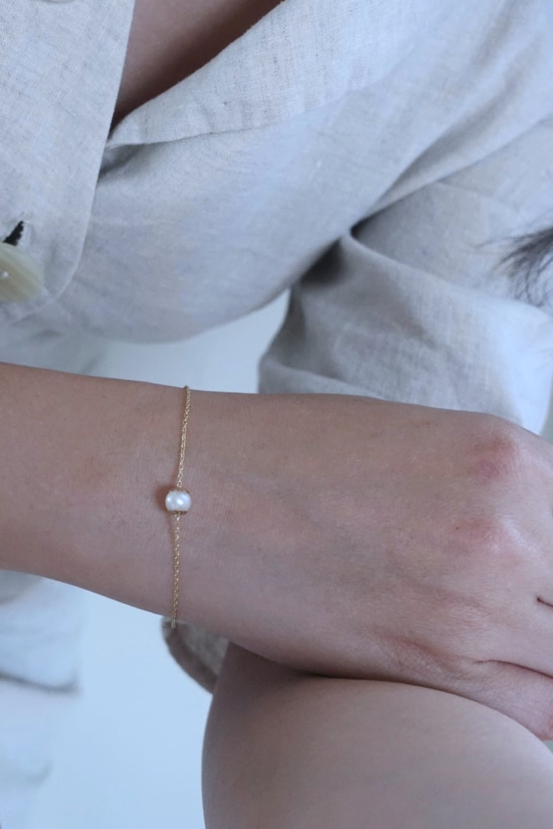 復古托花珍珠手鍊 14KGF