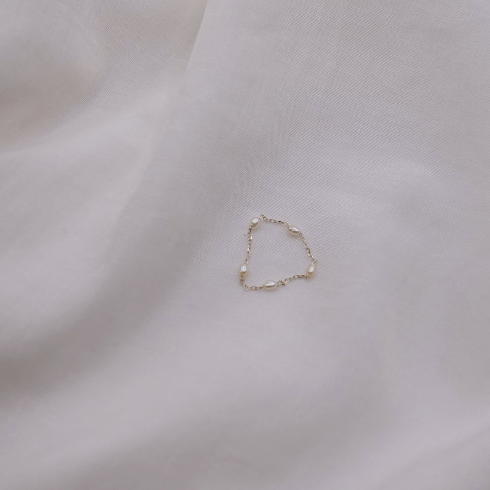珍珠間隔鏈戒 S925