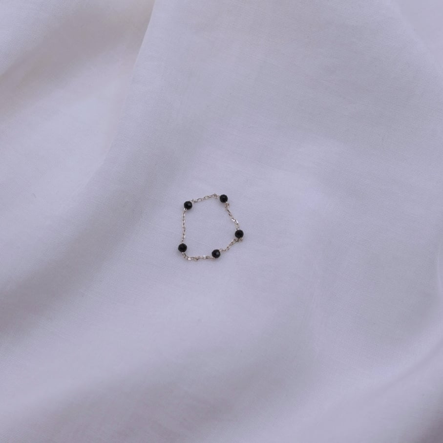 黑尖晶石間隔鏈戒 S925