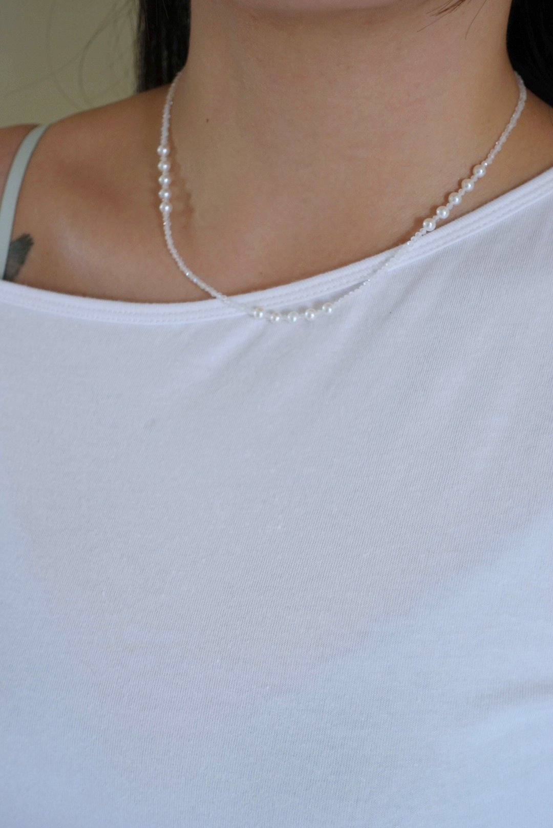 連續五顆珍珠月光石項鍊 S925