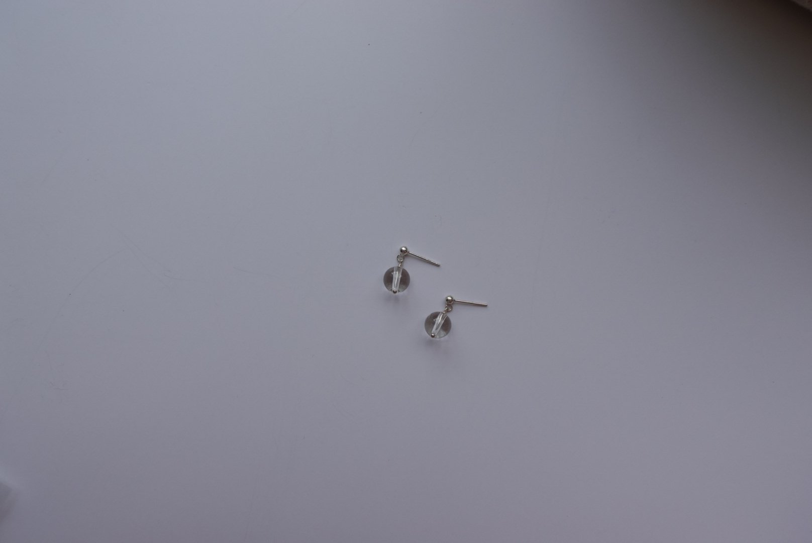 白水晶垂墜耳環 S925