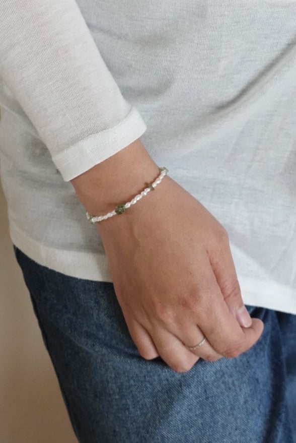 巴洛克珍珠綠磷灰石手鍊 S925