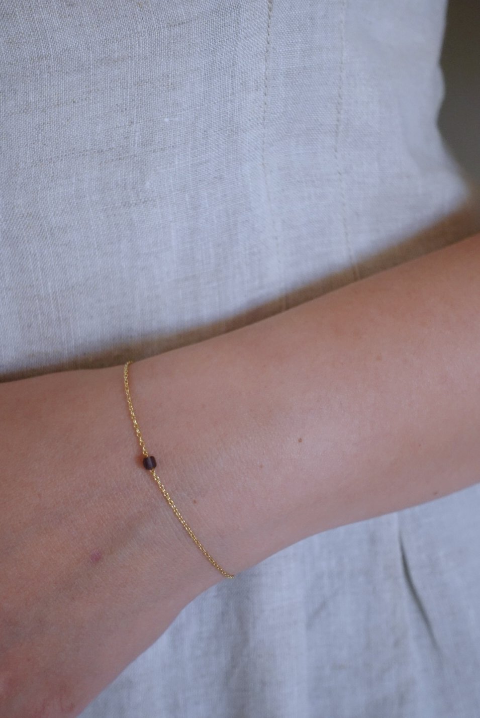 單顆方糖瑾青石手鍊 14KGF