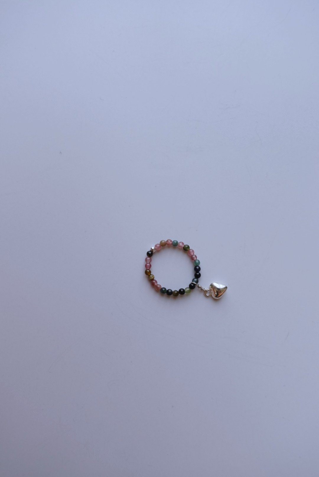 愛心碧璽彈性珠戒 S925