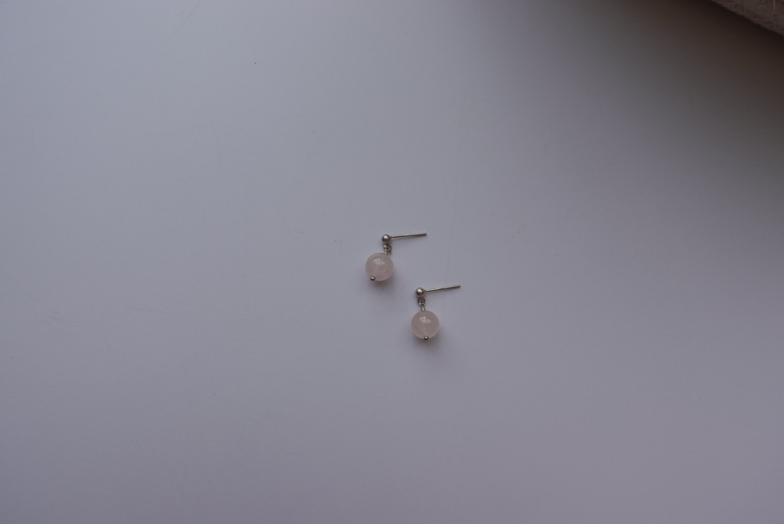 粉水晶垂墜耳環 S925