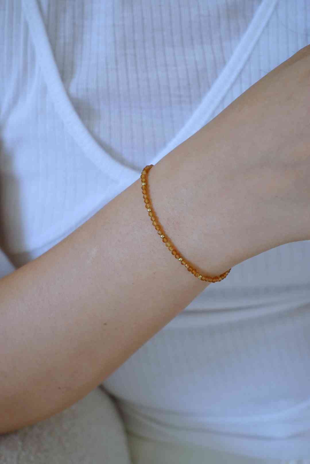 橙色石榴石金珠手鍊 14KGF