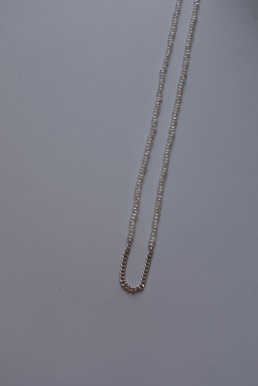 有點個性細扁珍珠項鍊 S925