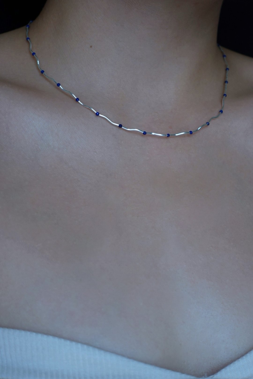 波浪間隔青金石項鍊 S925