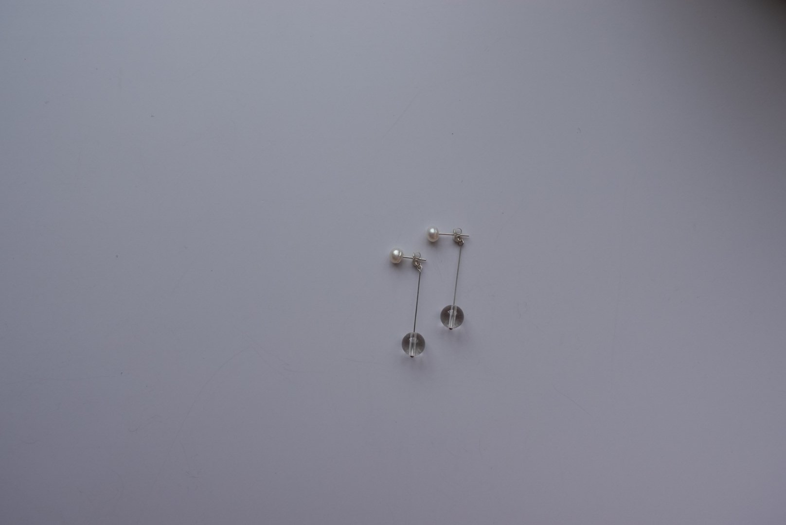 珍珠後掛白水晶耳環 S925