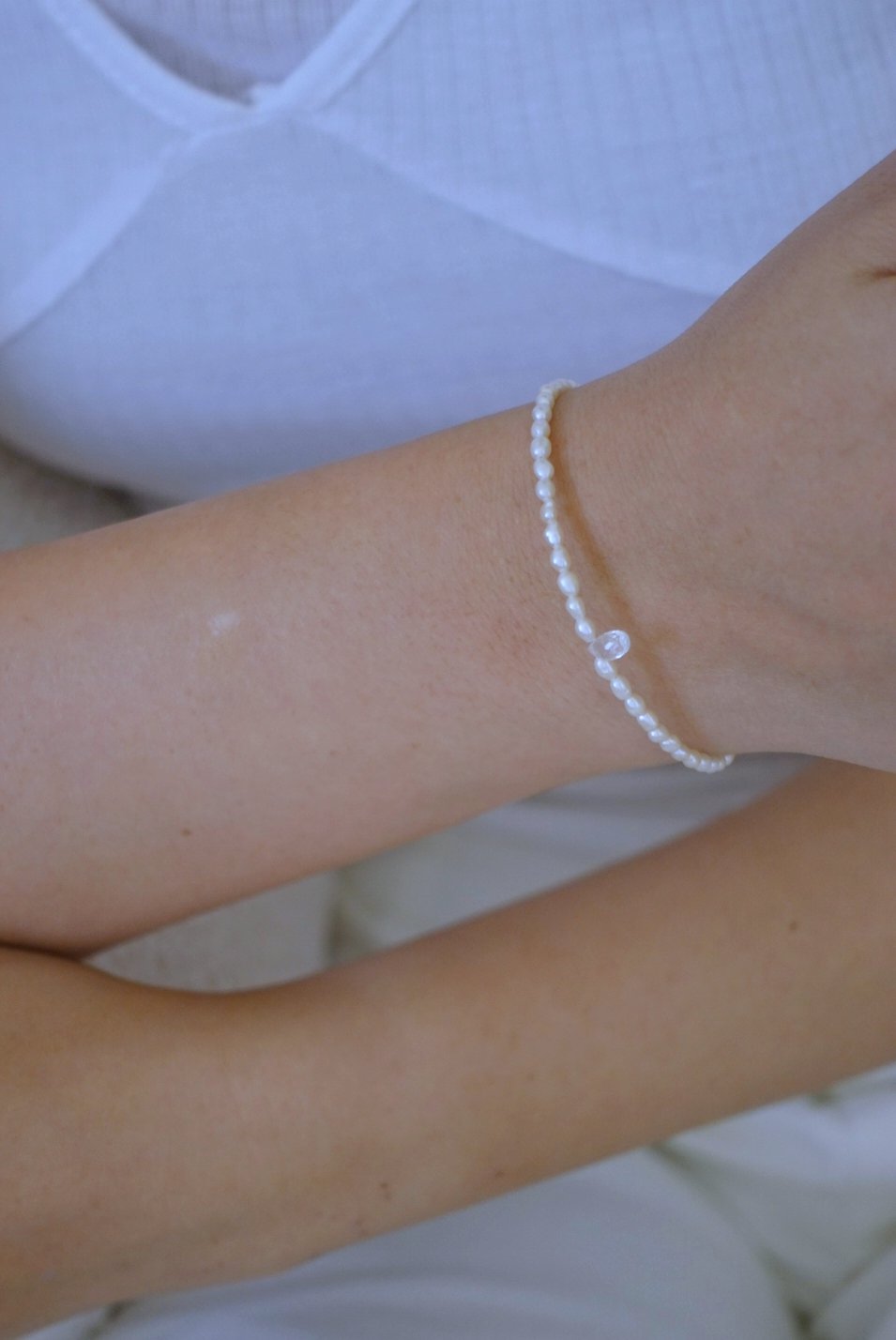 水滴月光石珍珠手鍊 S925