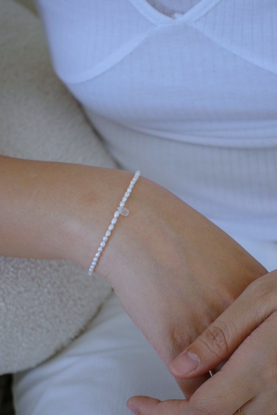 水滴月光石珍珠手鍊 S925