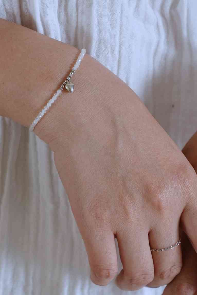 月光石銀珠小愛心手鍊 S925