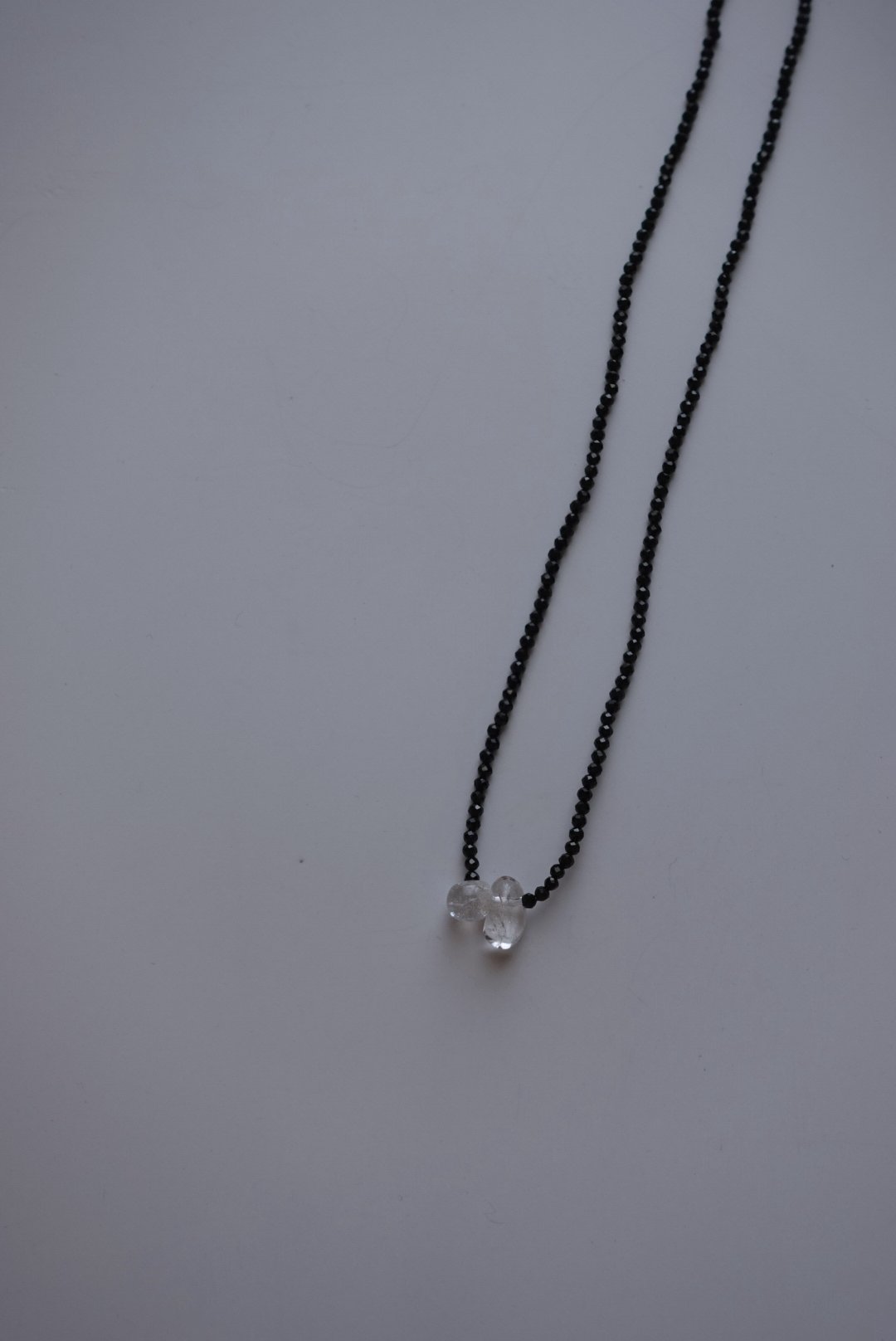 不規則白水晶黑尖晶石項鍊 S925