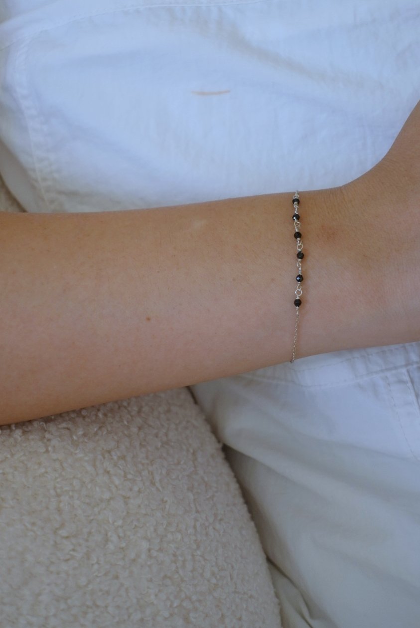 黑尖晶石心心相印手鍊 S925