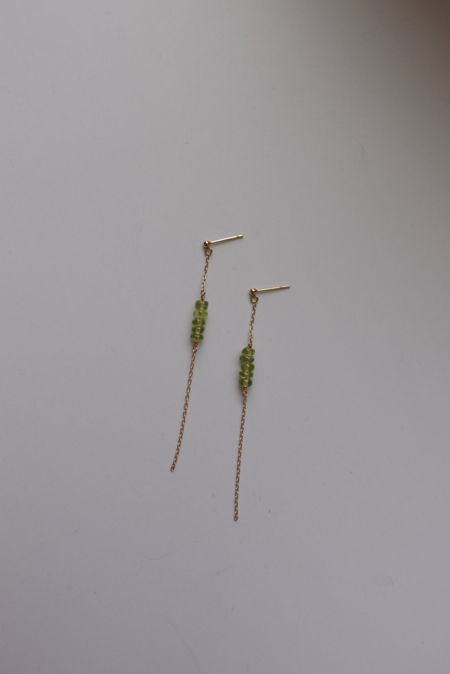 橄欖石長鍊耳環 14KGF