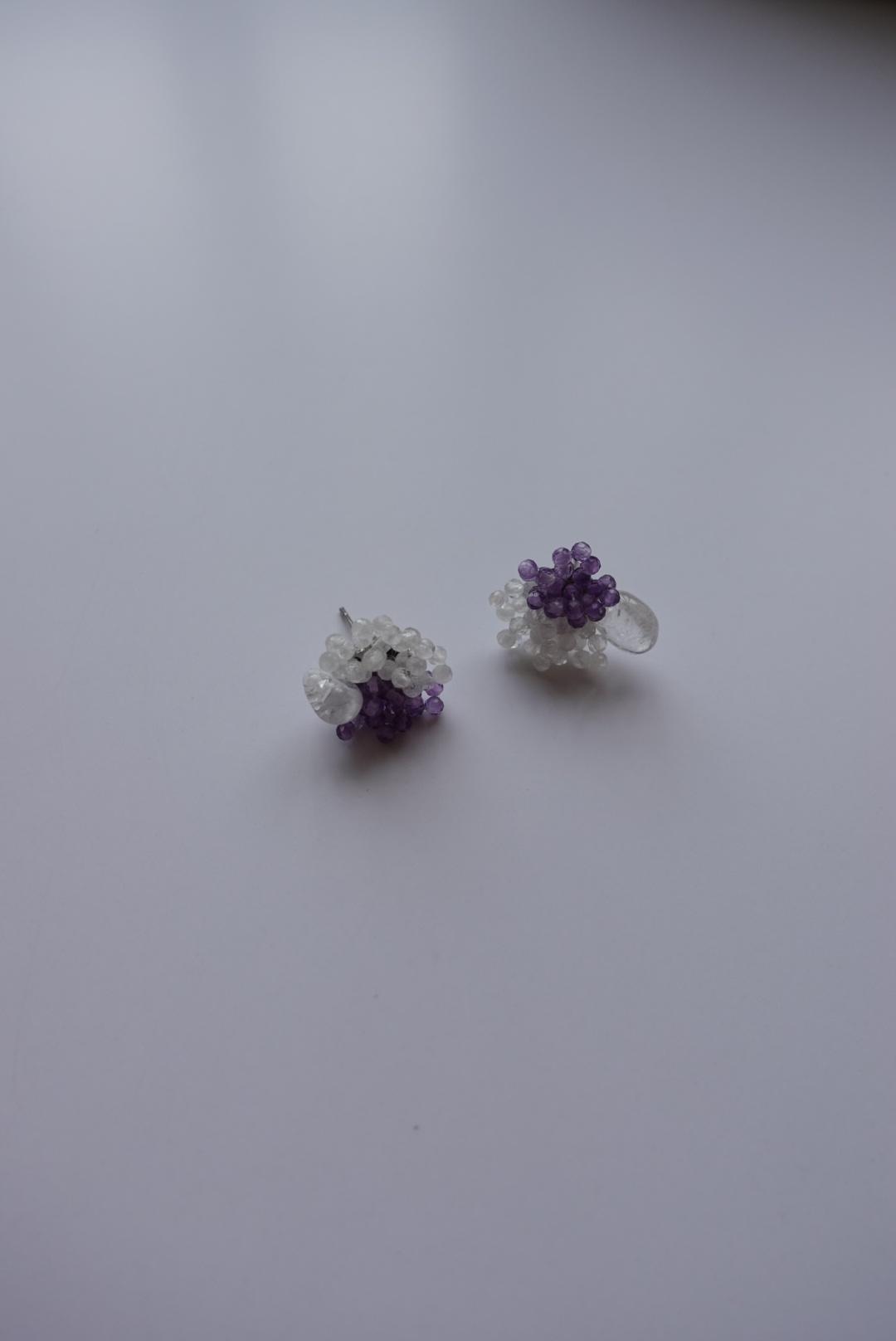 大花苞耳環 S925 限定紫白